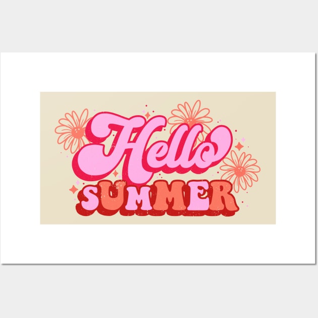 Hello Summer Groovy Outfit Retro Vintage watermelon color Wall Art by astronauticarte